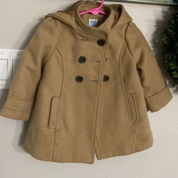 Old Navy Tan Pea Coat with Tailored Silhouette - Picture 1 of 4
